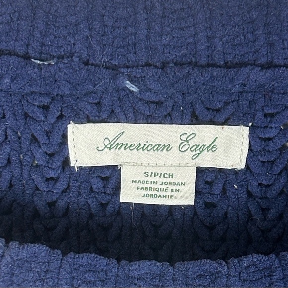 American Eagle Navy Blue Oversized Open Knit Sweater Size S Small - Picture 6 of 8